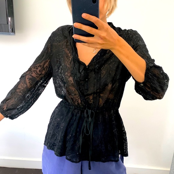 ECI Tops - Black see through blouse